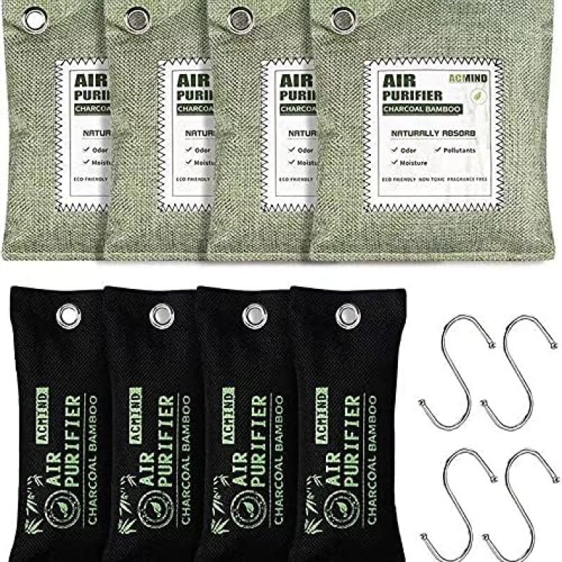 Activated Carbon Bamboo Charcoal air Purifier,Air purification bag 4 Packs × 200g, 4 Packs × 100g for Pets