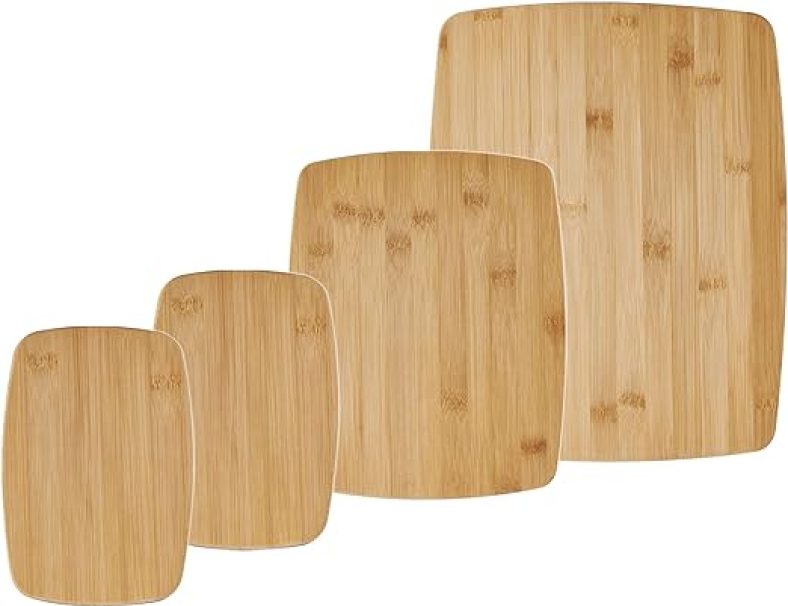 4Pc Farberware Kitchen Reversible Chopping Boards for Meal Prep and Serving, Charcuterie Board Set