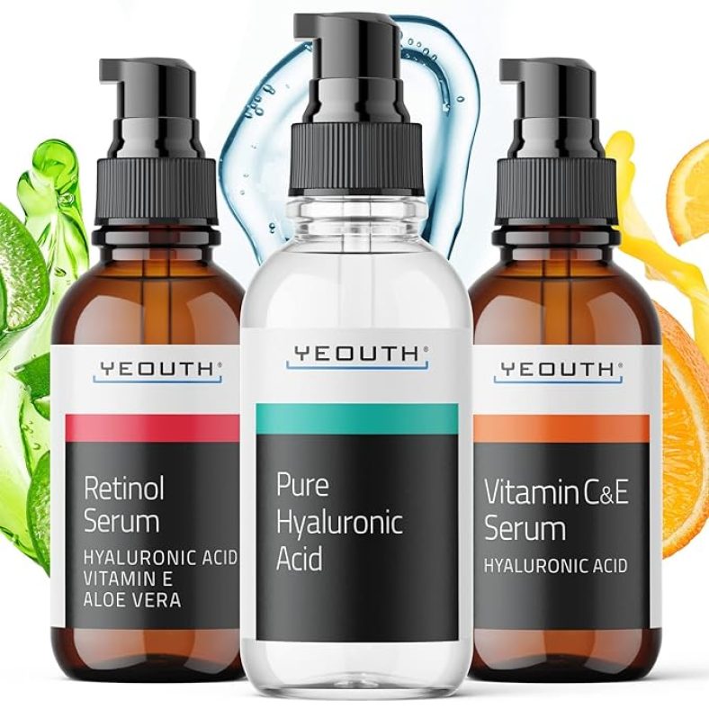3Pc Retinol Serum for Face, Vitamin C Serum for Face with Hyaluronic Acid Serum for Face, Retinol Face