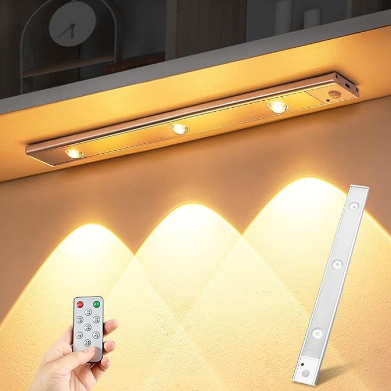 Under Cabinet Lights, LED Motion Sensor Lights with Remote Control & 3 Modes