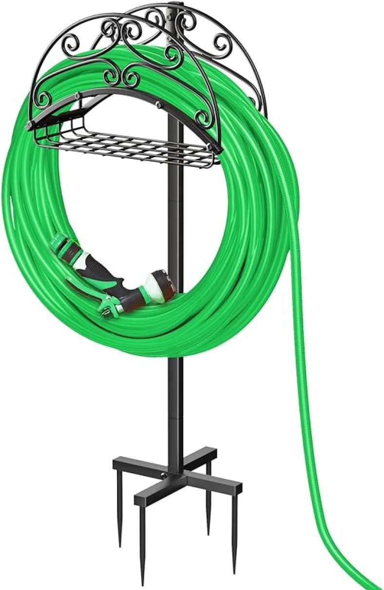 Garden Hose Holder Freestanding, Detachable Metal Water Hose Holder, Heavy Duty