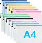 12PCS Zipper File Bags, Mesh Zipper Pouch A4 Poly Zip Envelopes Waterproof Document Folder