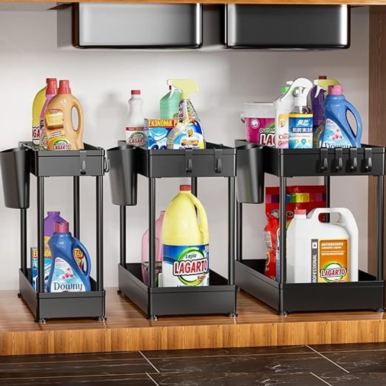 Under Sink Organizer, 2 Tier Under the Sink Organizer, 3 pack