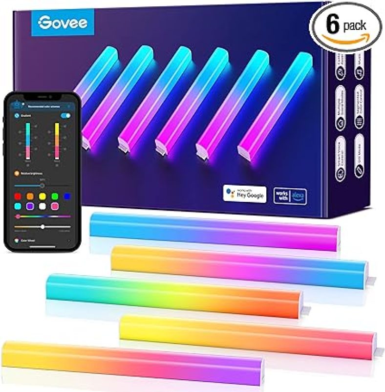6pcs Govee Glide LED Wall Lights, RGBIC Wall Lights, Works with Alexa and Google Assistant