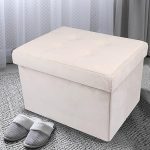 Storage Ottoman Folding Foot Stool Velvet Ottoman Foot Rest with Padded Modern Ottoman