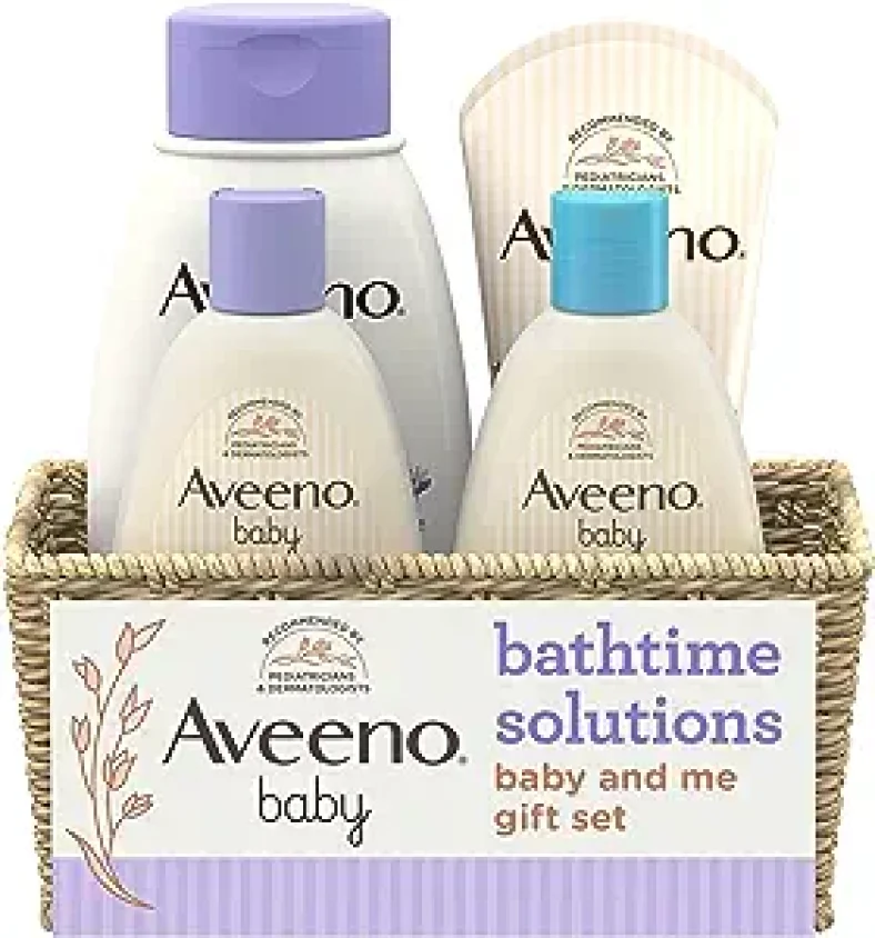 Aveeno Baby Bathtime Solutions Baby & Me Gift Set w/ Baby Wash & Shampoo, Calming Baby Bath & Wash