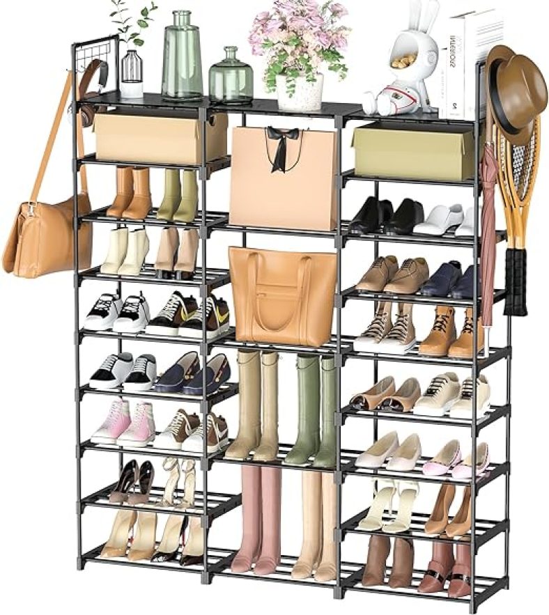 9 Tiers Shoe Rack Organizer, Vertical Large Capacity Shoe Storage Shelf