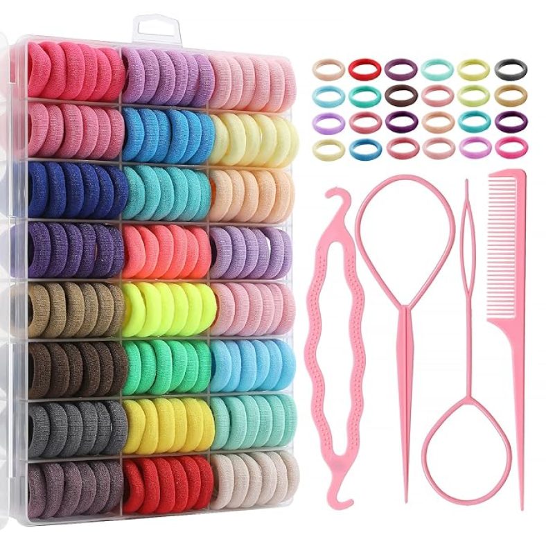 288 Pcs Baby Hair Ties, Toddler Hair Ties with 4 Hair Loop Styling Tools, Seamless Toddler Hair Ties