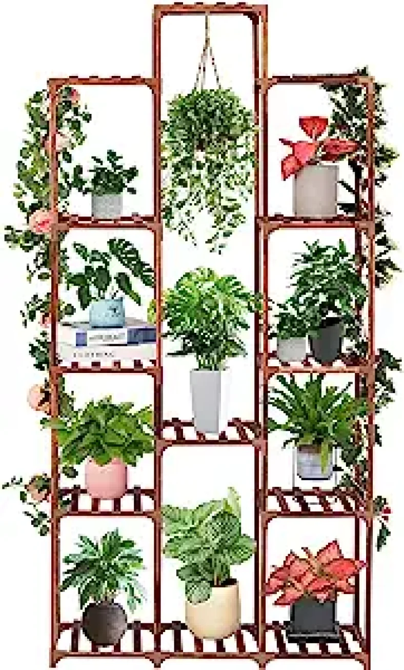 Plant Stand Indoor Outdoor 13 Tiers Wood Plant Shelf for Multiple Plants