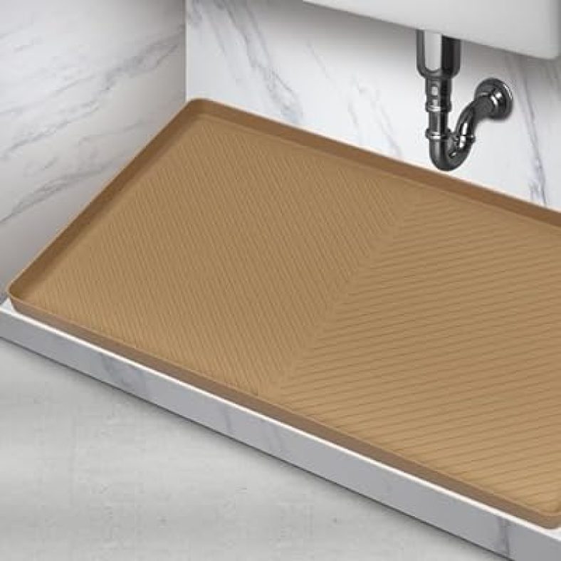 Under Sink Mat for Kitchen Waterproof  34?x22? Thicker & Easy to Clean Silicone Under the Sink Mat