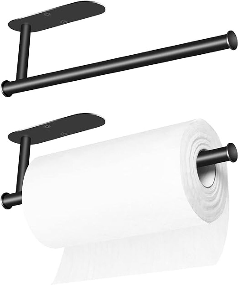 Paper Towel Holder Under Cabinet, 2 Pack Self-Adhesive Paper Towels Rolls Stainless Steel