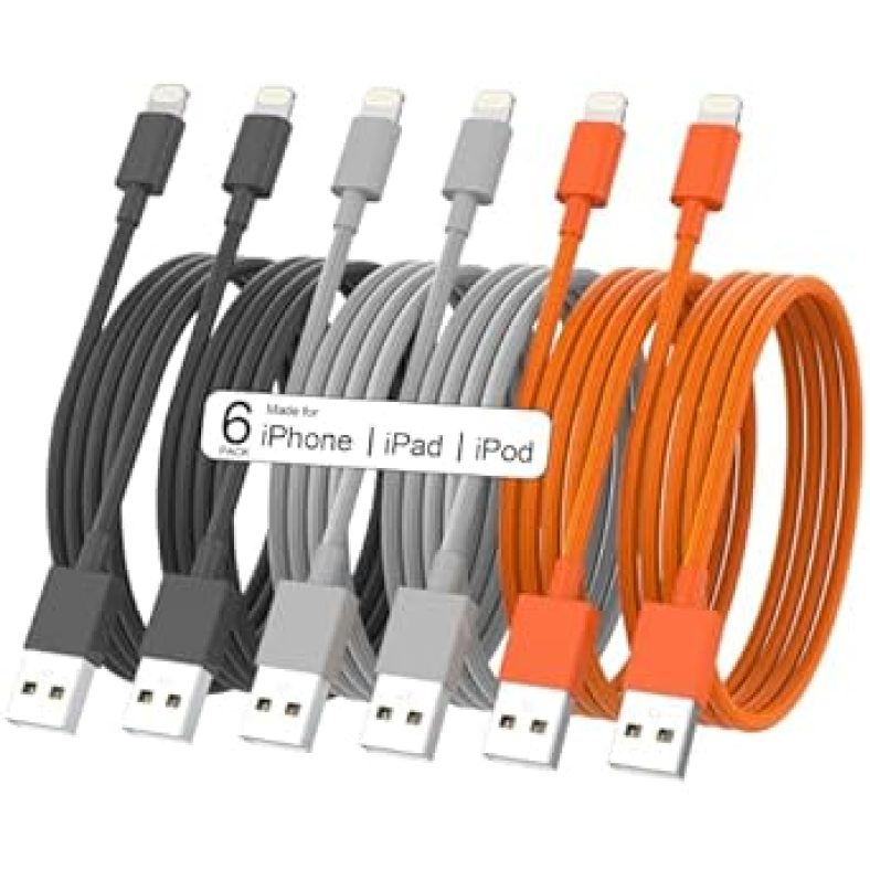 [Apple MFi Certified] 6Pack(3/3/6/6/6/10 FT) Original iPhone Charger