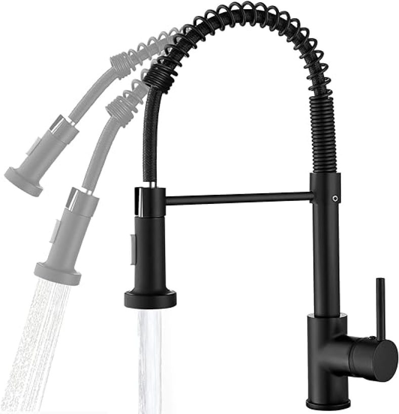 Stylish Kitchen Faucets with Pull Down Sprayer, Food Grade Material 304 Stainless Steel