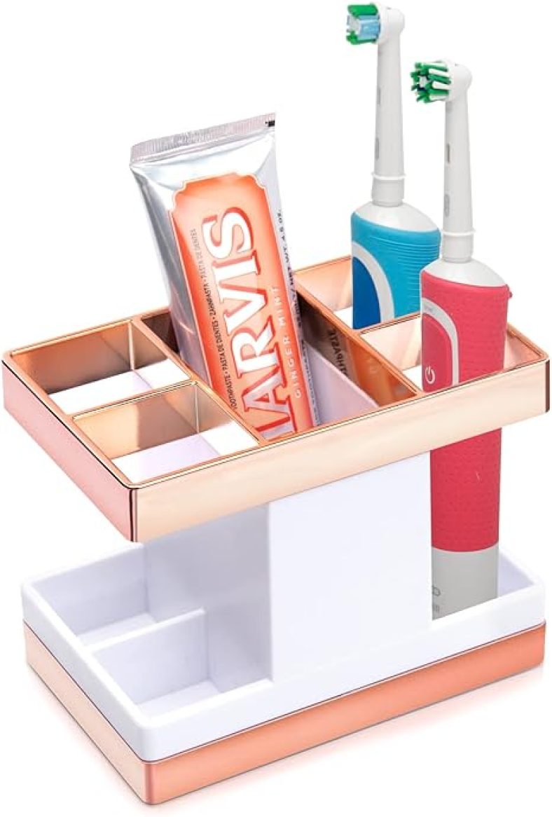 Kids Toothbrush Holder Set Rust Free Family Toothpaste Holder for Bathroom Countertop