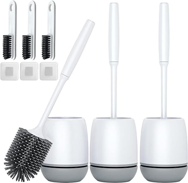 Toilet Brush, 3 Pack Toilet Bowl Brush and Holder for Bathroom Storage Cleaning