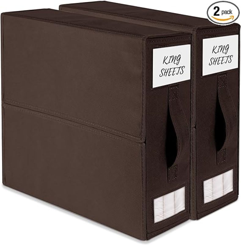 Bed Sheet Organizer and Storage, 2 Pack Queen or King Size Sheets Organizer