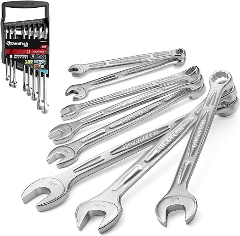 8-Piece Combination Wrenches Set, SAE 5/16? to 3/4?,12-Point w/ Wrench Organizer