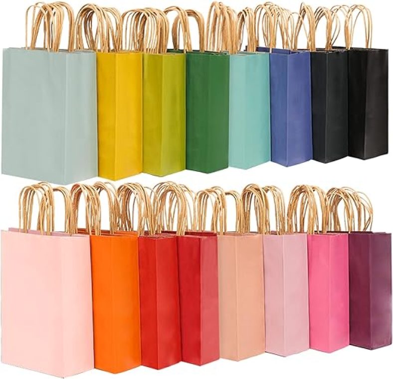 32pcs Small Gift Paper Bags with Handles 8.26?×6?×3.15? Small Bags 16 Different Color