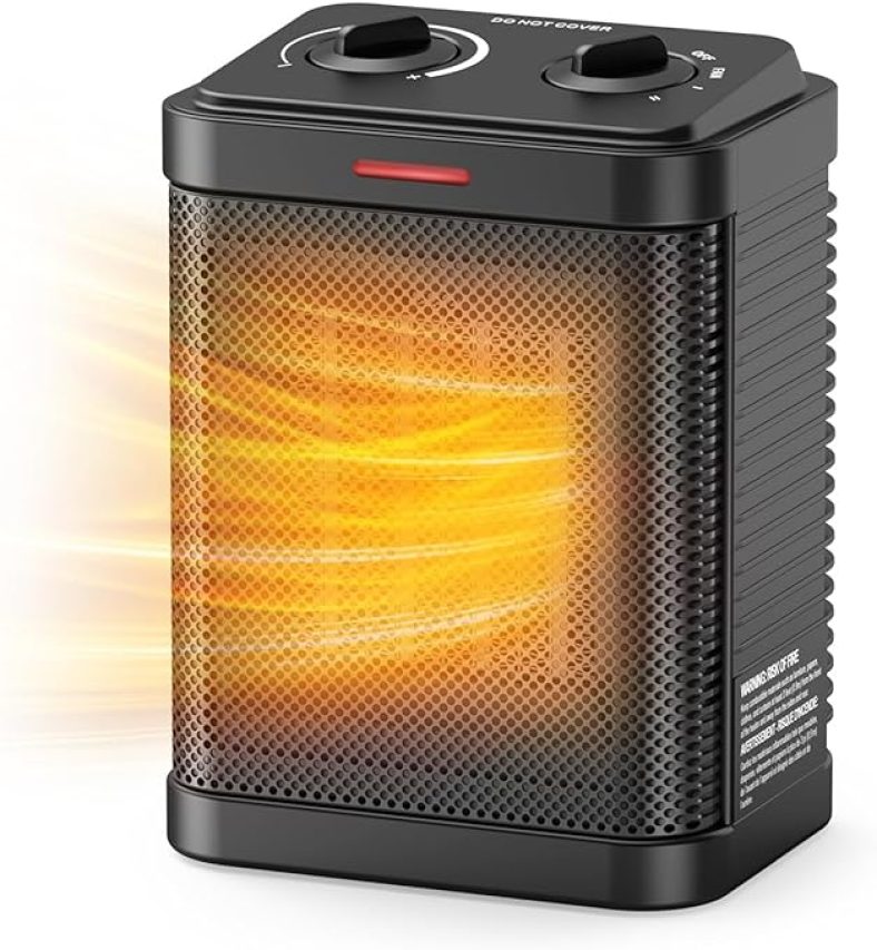 Small Space Heater for Indoor Use, 1500W/900W PTC Ceramic Space Heater