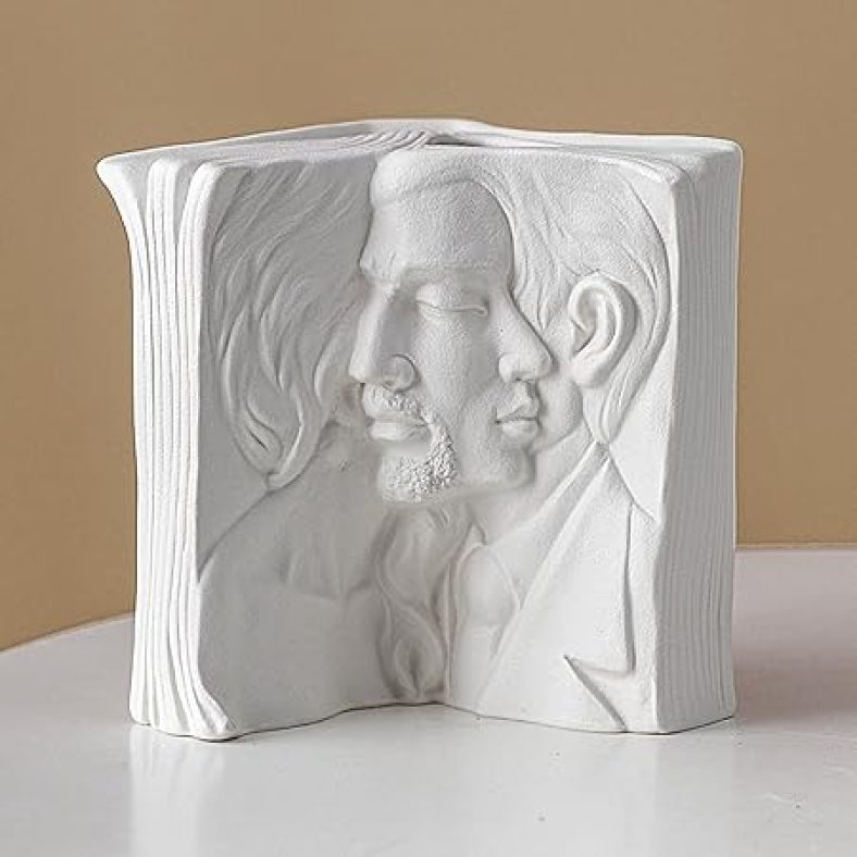 Ceramic Book Vase, Book Flower Vase White, Ceramic Vases for Home Decor, Decorative Vase