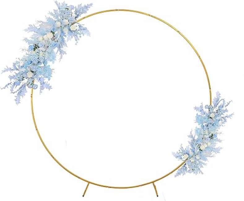 6.6Ft Balloon Arch Stand,Round Backdrop Stand,Golden Circle Wedding Arch Frame