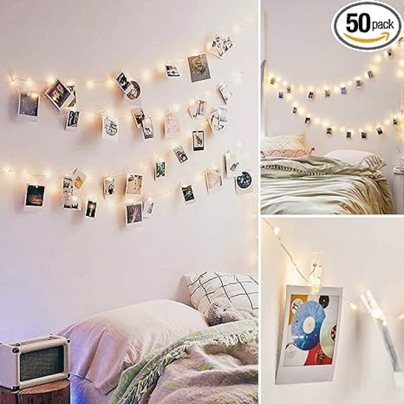 Photo Clip 17Ft 50 LED Fairy String Lights with 50 Clear Clips for Hanging Pictures