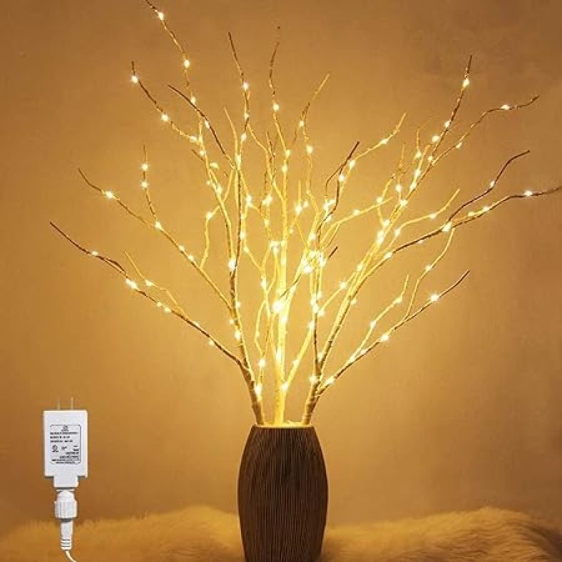 150 LED Lighted White Birch Branches 3 Pack Artificial Branches Plug in for Indoor Outdoor