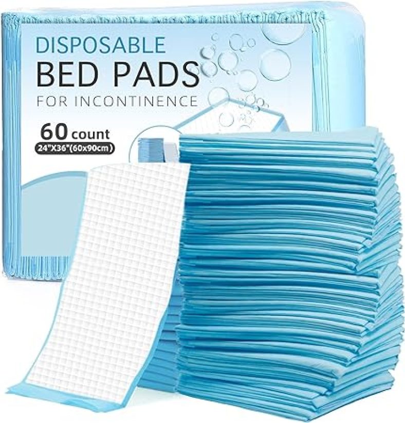 Bed Pads for Incontinence Disposable 24×36,Disposable Underpads 60 Count ,Ultra Absorbent