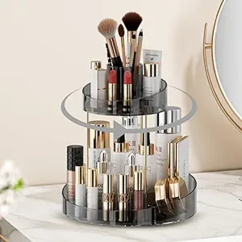 Rotating Makeup Bathroom Organizer Storage: Countertop Skincare Perfume Organizer