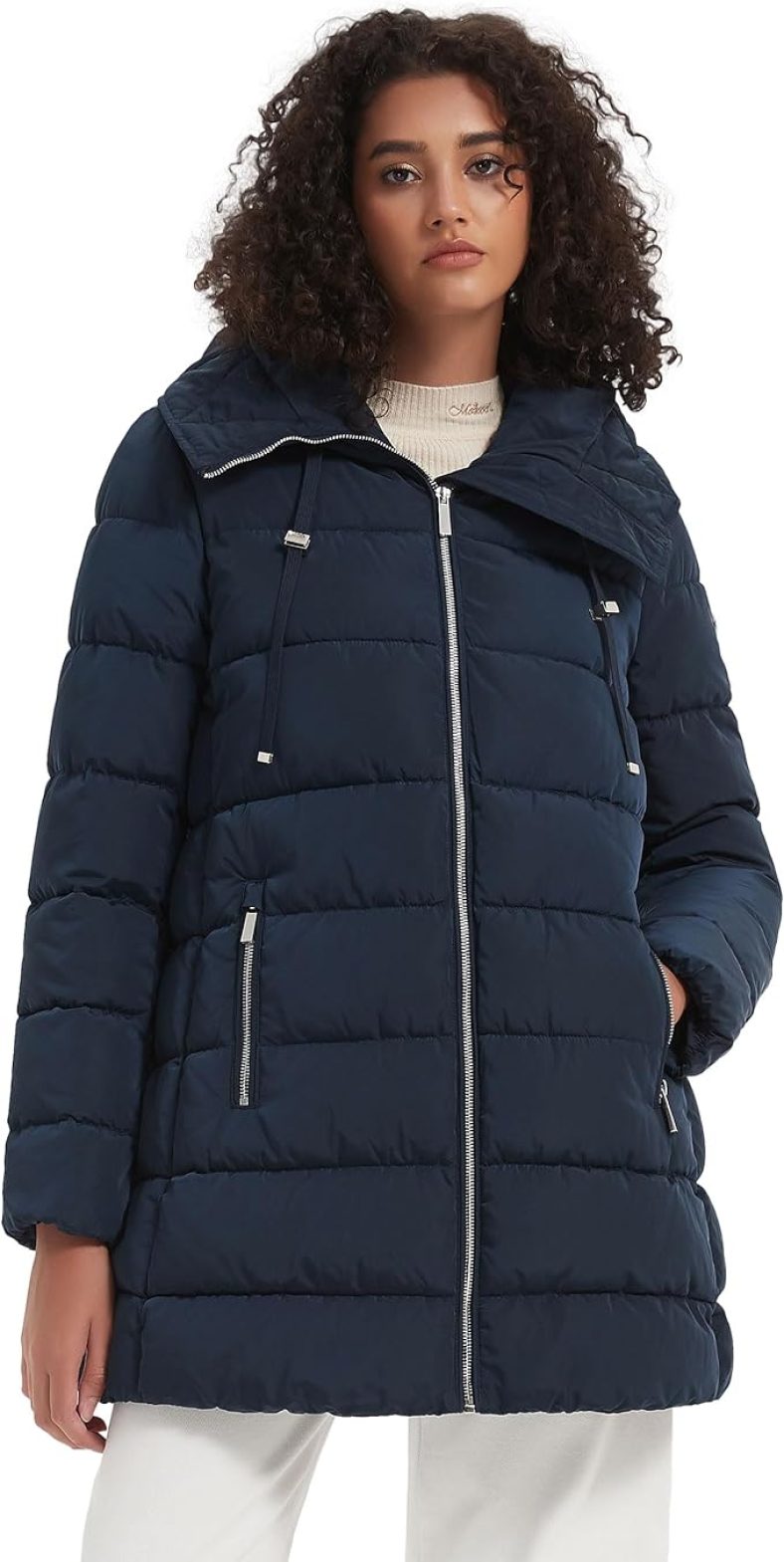 Womens Winter Warm Thicken Long Hooded Coat Outwear Zip Up Parka Jacket w/ Pockets