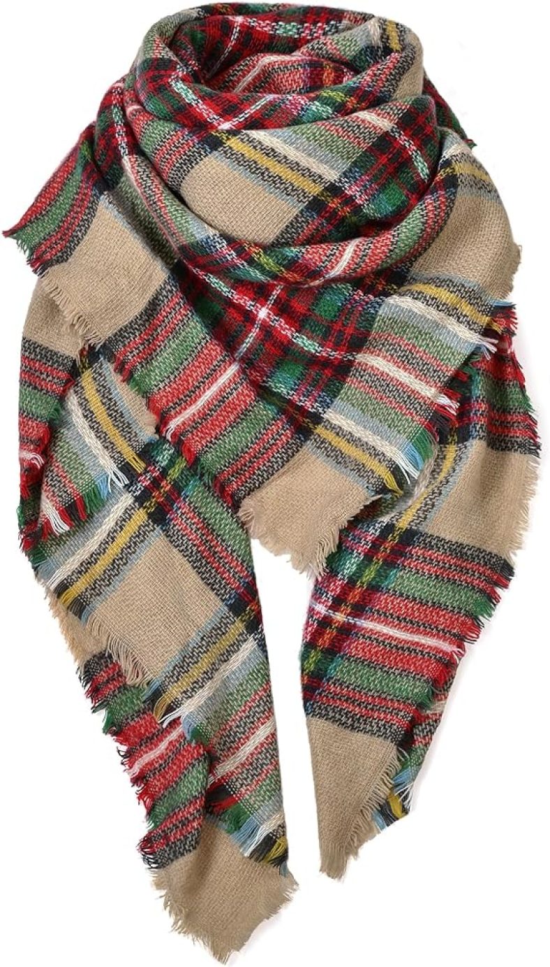 Womens Fall Winter Scarfs for Women Plaid Cozy Scarf
