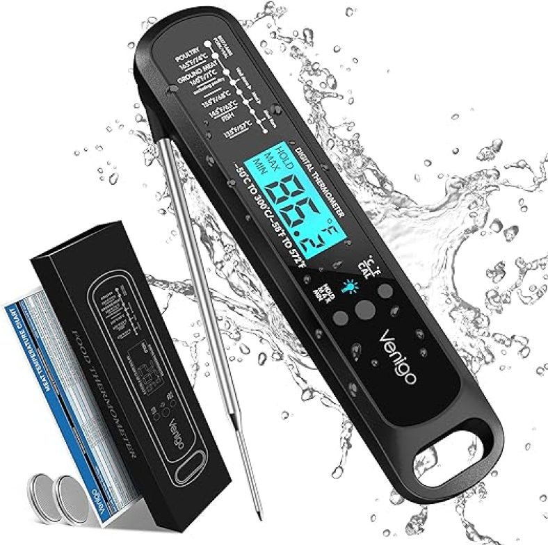 Digital Meat and Food Thermometer for Cooking and Grilling, Waterproof Instant-Read