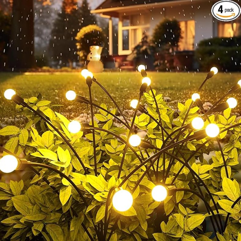 4pk Solar Outdoor Lights for Garden, IP65 Waterproof Solar Lights for Outside, 32 LED