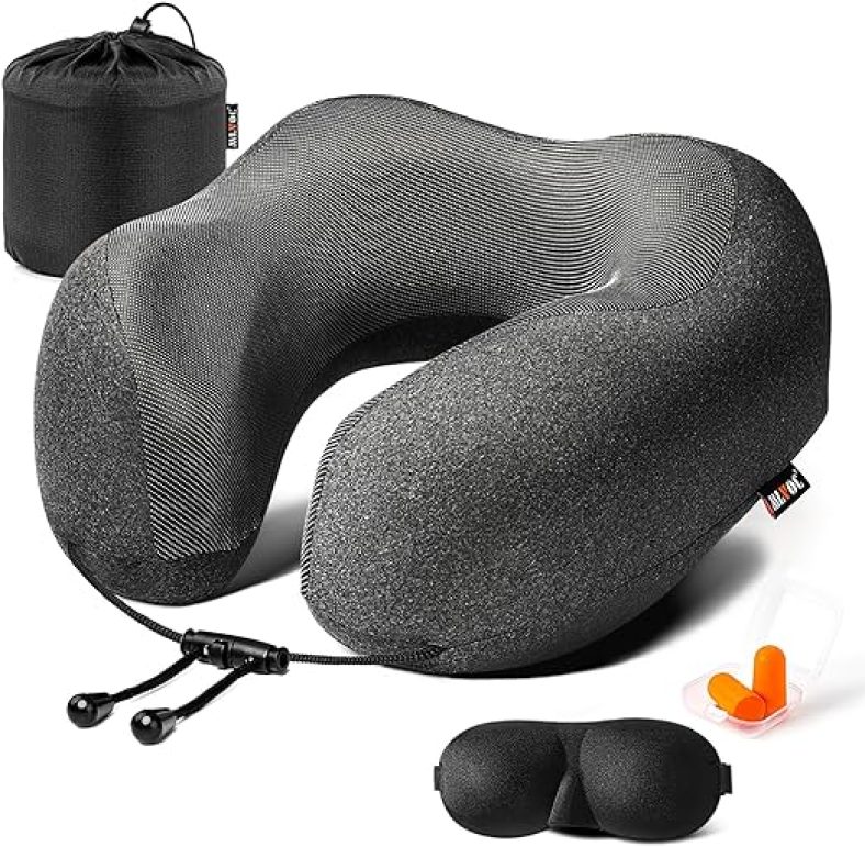 Travel Pillow 100% Pure Memory Foam Neck Pillow, Comfortable & Breathable