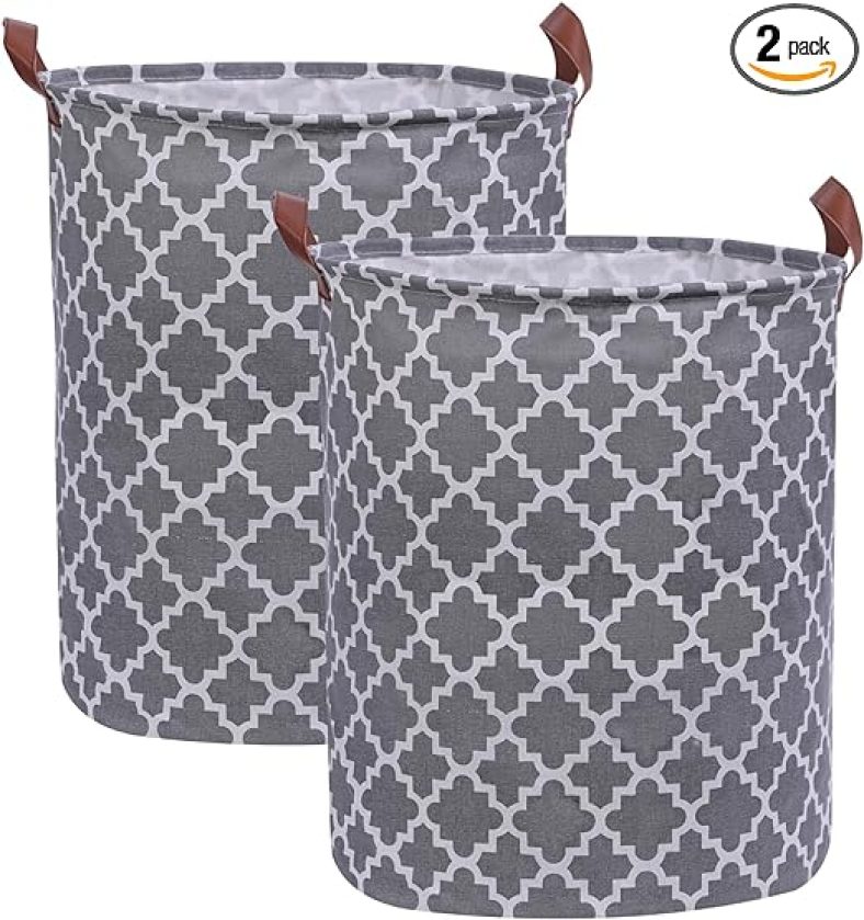 2 Pack Collapsible Laundry Hamper Basket, Large Tall 63L Freestanding Waterproof