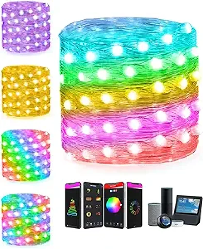 Smart Fairy String Lights  33Ft Christmas Lights Work with Alexa Google Home RGB Color