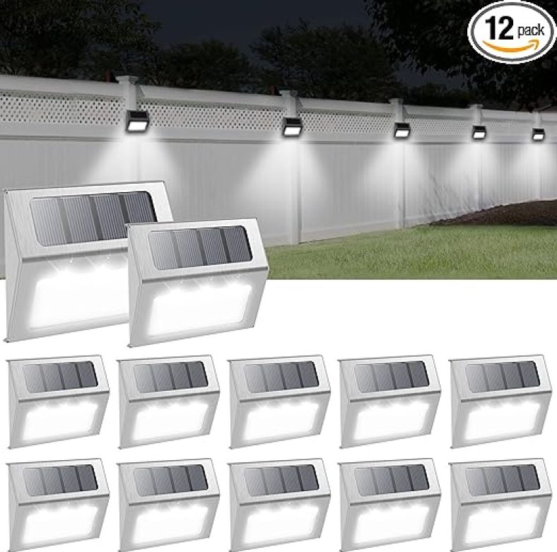 Solar Lights for Outside, 12 Pack Solar Deck Lights Outdoor, Waterproof Fence Solar Lights