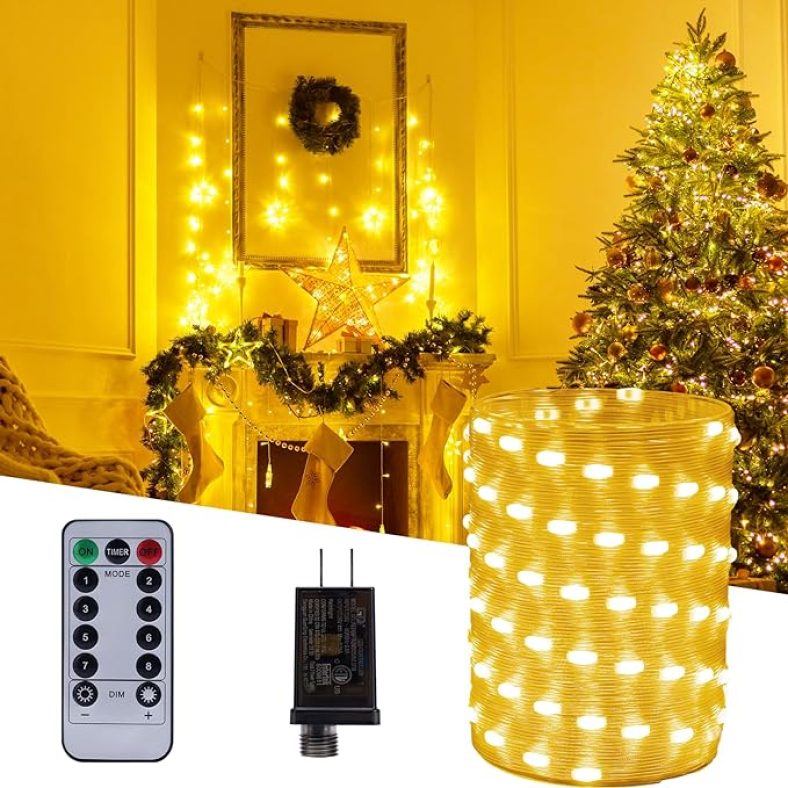 Warm White Christmas Fairy Lights 50Ft 150 LED String Lights Dimmable Rope Lights