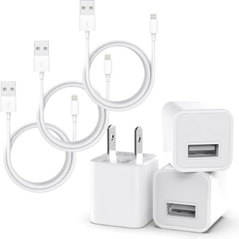 iPhone Charger Cable,3Pack (MFi Certified) Data Sync Charging Cords w/ 3Pack USB Wall Charger