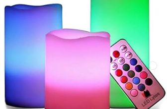 LED Multi Colored Flameless Candles Battery Operated, 3 Round Ivory Wax