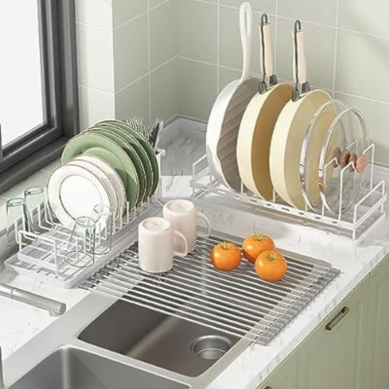Dish Drying Rack, 2 Tier Dish Racks for Kitchen Counter (3 Pack)