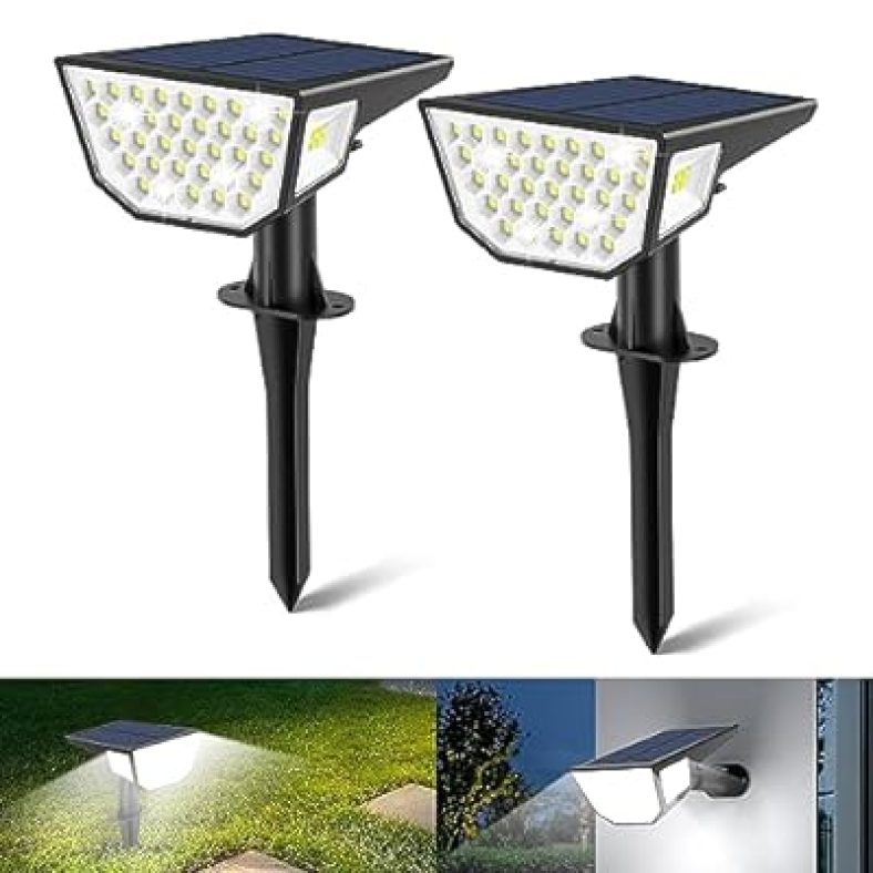 Solar Spot Lights Outdoor, [47 LED/2 Modes] 2-in-1 Solar Landscape Spotlights, 2 pack