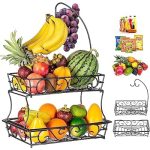 Fruit Basket Bowl, Vegetable Storage for Kitchen, 2-Tier Countertop Fruits Holder Rack