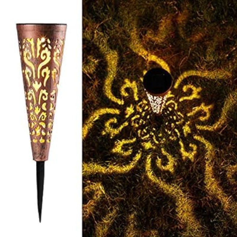 6Pcs Solar Lights Outdoor Decorative Conical Garden Stakes for Patio, Yard