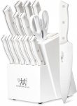 Knife Set, 15 Piece Kitchen Knife Set with Block Self Sharpening, Dishwasher Safe
