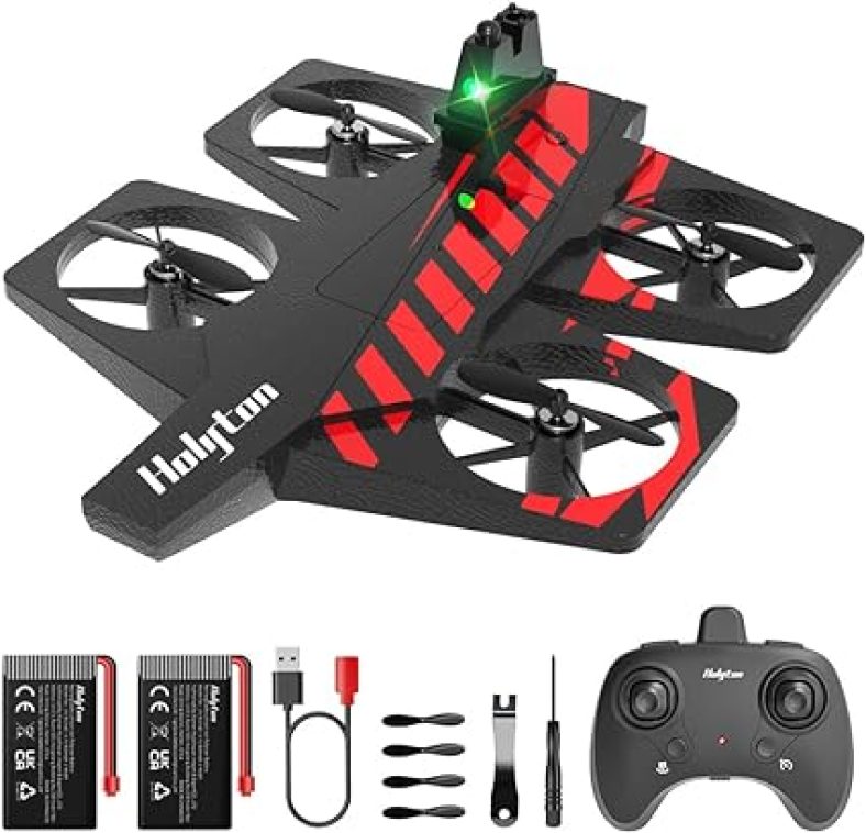 2 in 1 Indoor RC Plane for Kids  Altitude Hold, 3D Flips, Headless Mode, 2 Batteries