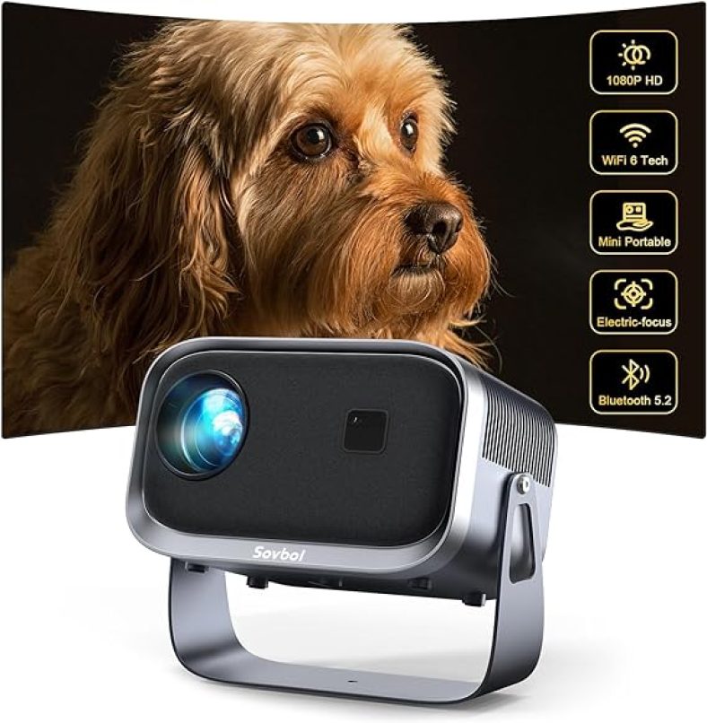 [360° Stand] Mini Projector With WiFi And Bluetooth VB6, Electric Focus Mini Portable Projector