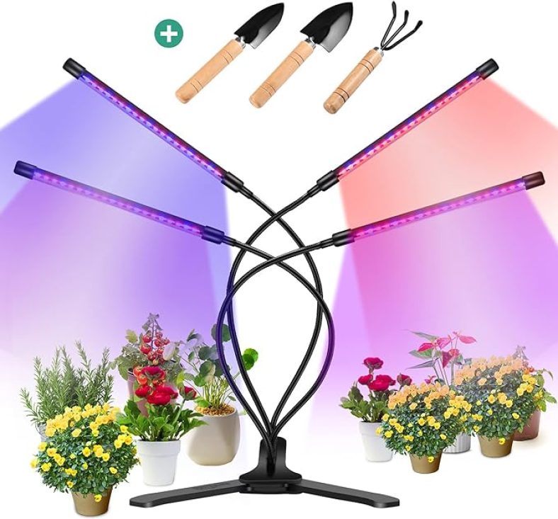 360° Grow Light for Indoor Plants  Gooseneck Full Spectrum Growing Lamp Strip w/ 3 Modes