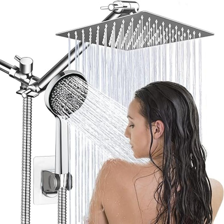 Shower Head,8Rain Shower Head with Handheld Spray Combo w/ 11 Angle Adjustable Extension