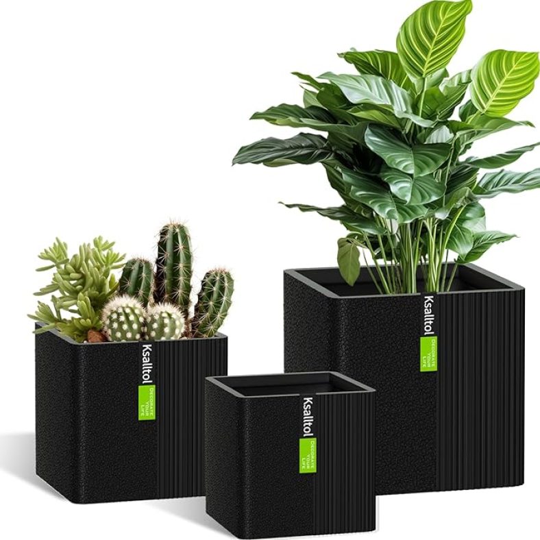 Flower Pot, 6.7/5.7/4.5 Inches, 3 Piece Set, Outdoor/Indoor Flower Pot